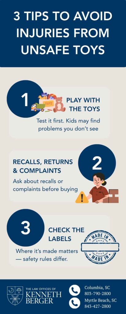Infographic Describing 3 Tips To Avoid Injuries From Unsafe Toys