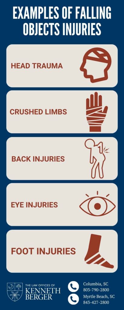 Infographic Describing Examples of Falling Objects Injuries