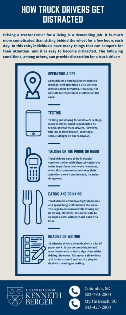 Infographic Describing How Truck Drivers Get Distracted